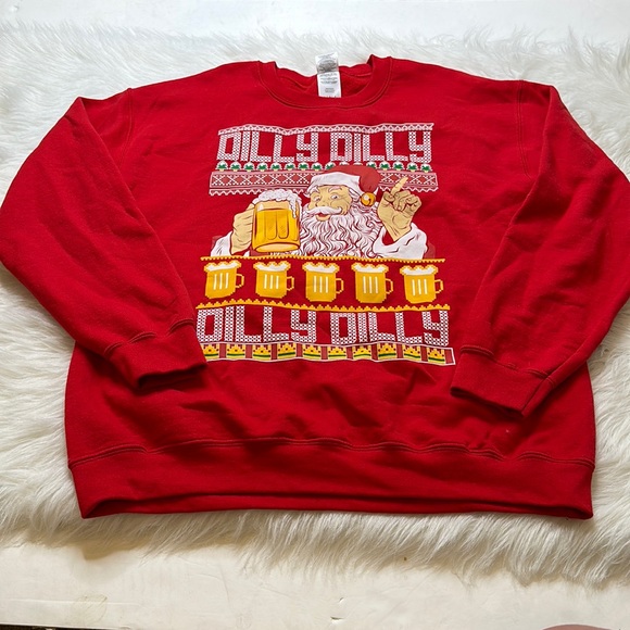 Gildan Other - Men's Santa Dilly Dilly Beer Toasting Sweatshirt Size Large